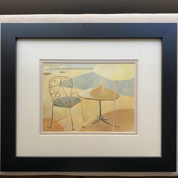 Black Framed Art~14X16 “Seaside Chair” Dbl Mat Fine Print By Art In Motion - Picture 2 of 5